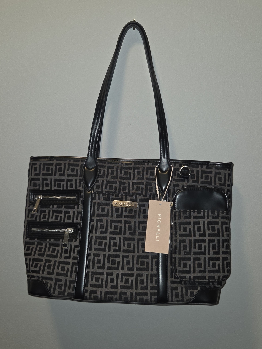 NWT Fiorelli Black & Gray Patterned Tote Bag